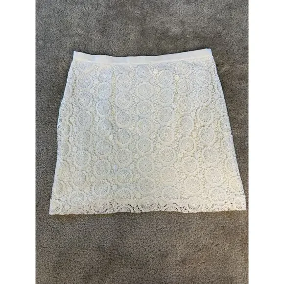 Banana Republic Womens Lace Overlay Pencil Skirt Taupe Size 10 Zip E156 - Picture 3 of 9